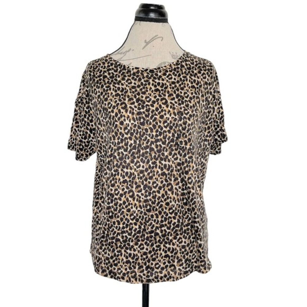 Old Navy Womens Blouse Size Medium The Easy Tee Leopard Print Fall Autumn